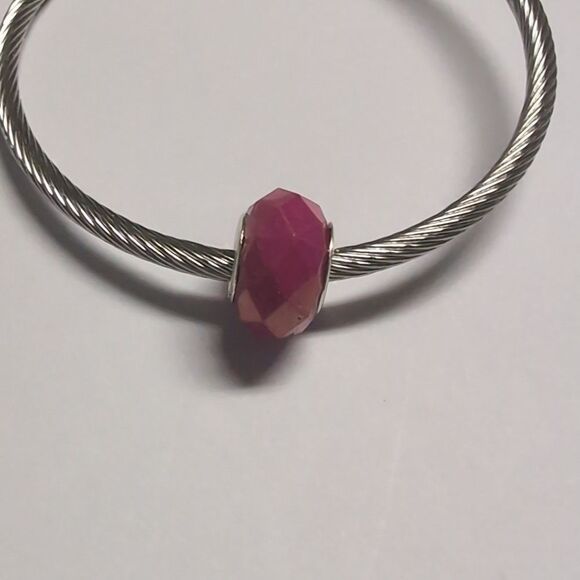 Pink‎ Faceted Charm for Pandora Style Bracelet - Picture 1 of 4